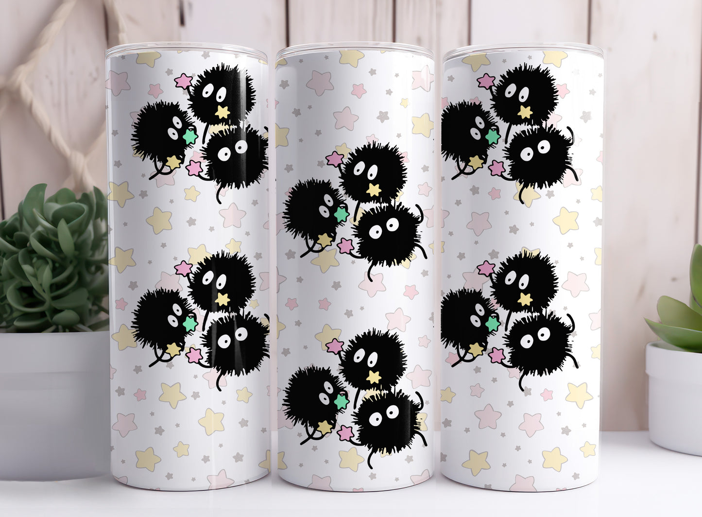 Soot Sprite Susuwatari Makkuro Kurosuke Living Dust 20 oz Skinny Tumbler Designs 1-8
