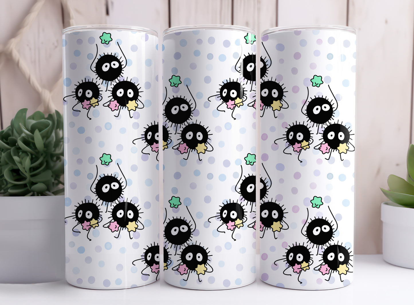 Soot Sprite Susuwatari Makkuro Kurosuke Living Dust 20 oz Skinny Tumbler Designs 9-14