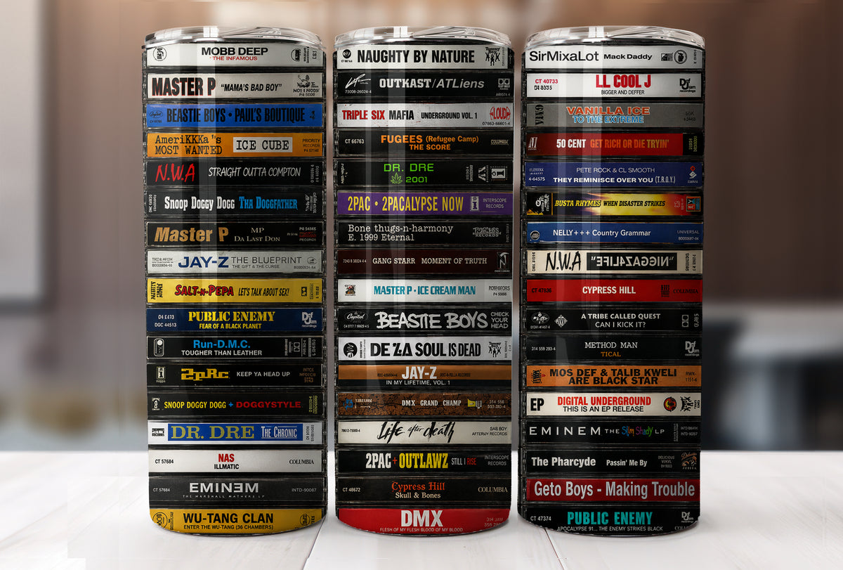 Old School Hip Hop Cassette Tape 20 oz Tumbler, Retro Rap Music Gift