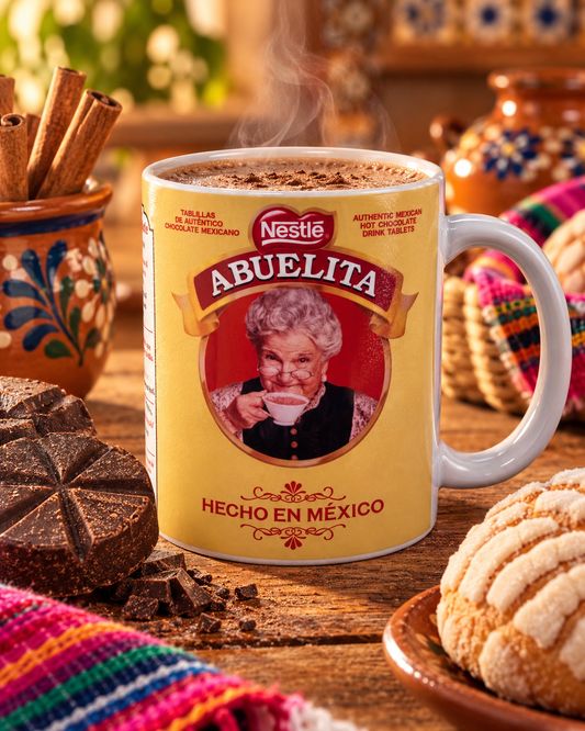 Abuelita Mexican Hot Chocolate 11 oz Coffee Mug, Funny Latina Gift, Hecho En Mexico Tea Cup