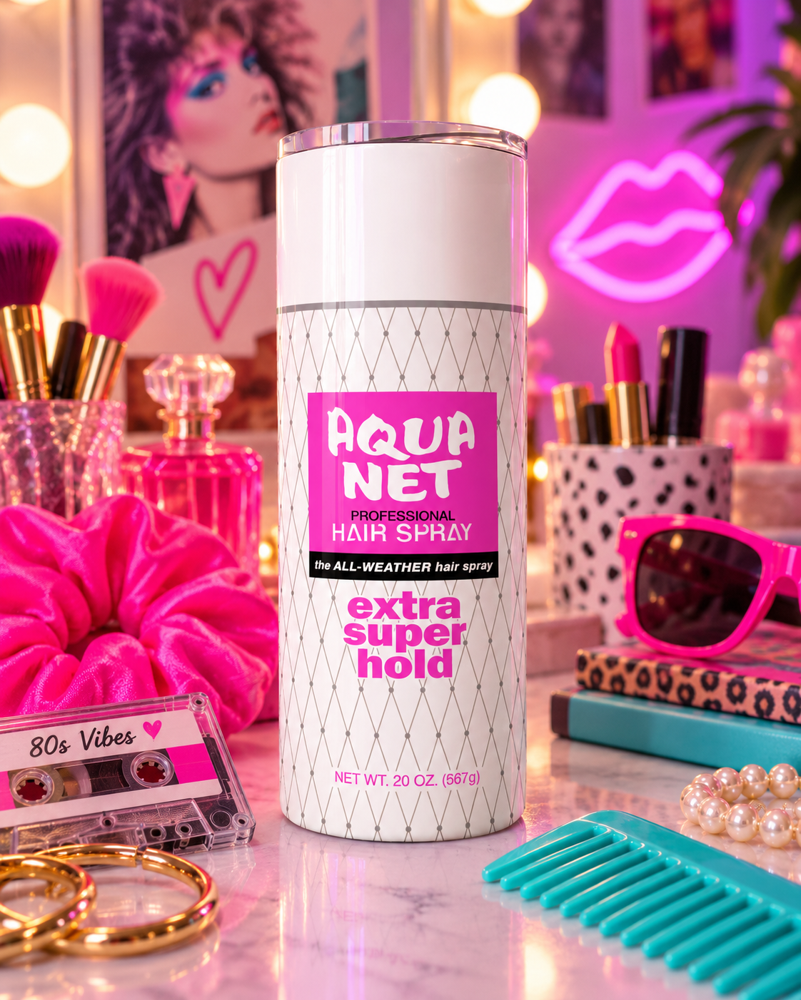 80s Hairspray Queen Tumbler, 20 oz or 25 oz Glitter