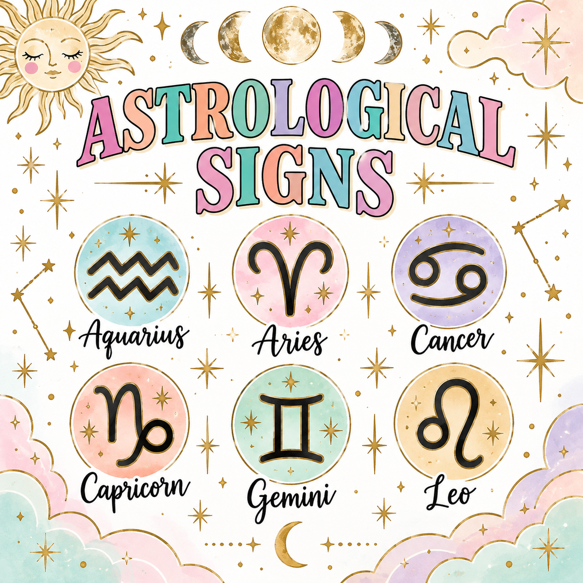 Celestial Zodiac 20 oz Skinny Tumbler, Aquarius Aries Cancer Capricorn Gemini Leo