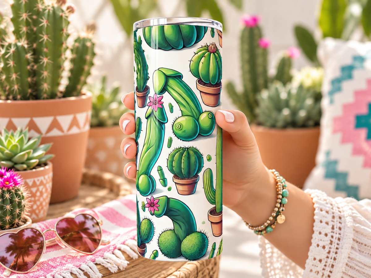 Adult Cactus 20 oz Skinny Tumbler, Funny Large Cacti Gift for Plant Lovers