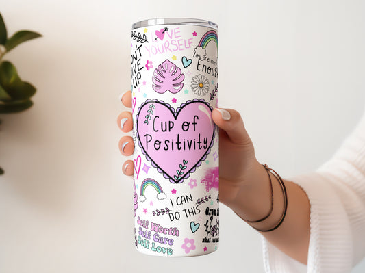 Cup of Positivity, Affirmation Gift, Happy Girl Boss, Good Vibes 20 oz Tumbler