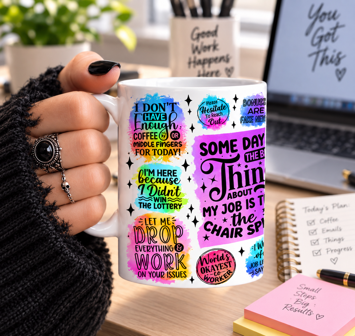Funny Office Sayings 11 oz Coffee Mug, Sarcastic Coworker Gift, Workplace Humor Quote Cup for Her