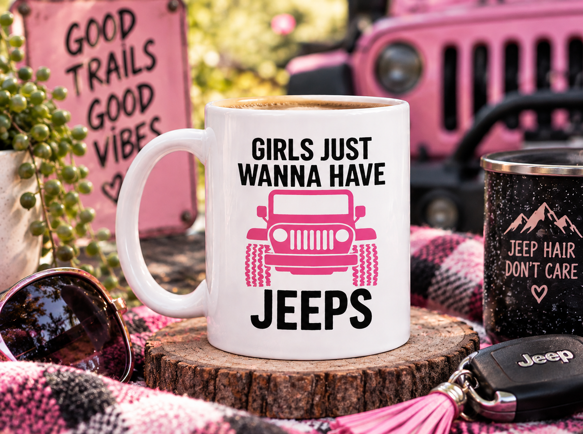 Girls Just Wanna Have Jeeps 11 oz Coffee Mug, Jeep Lover Gift