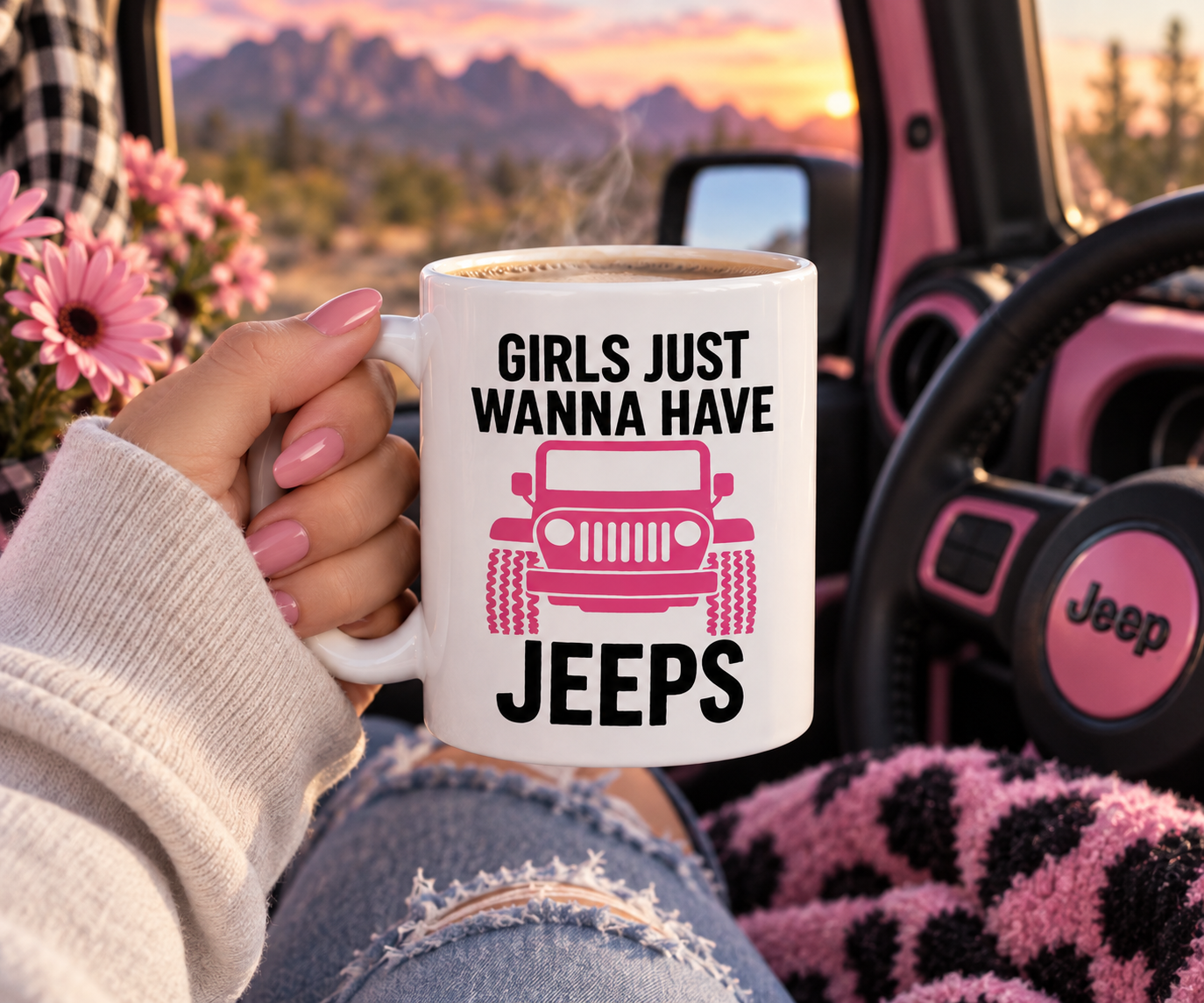 Girls Just Wanna Have Jeeps 11 oz Coffee Mug, Jeep Lover Gift