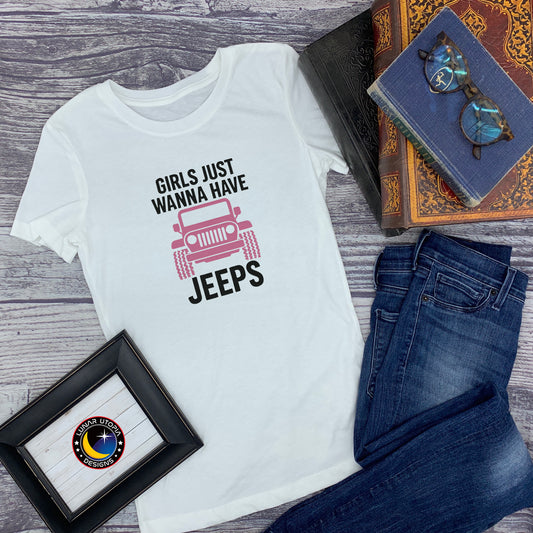 Girls Just Wanna Have Jeeps Women's Cotton Poly Blend T-Shirt S-XL