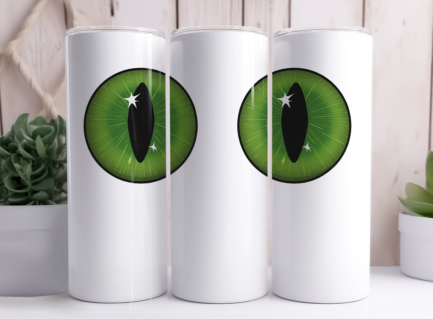 Green Goth Eye Halloween 20 oz Stainless Steel Skinny Tumbler