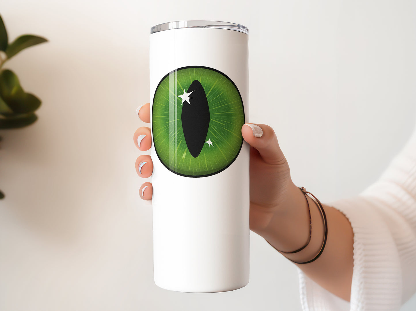 Green Goth Eye Halloween 20 oz Stainless Steel Skinny Tumbler