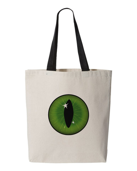 Green Goth Eye Halloween Tote Bag, Canvas Bag, Reusable Grocery Bag