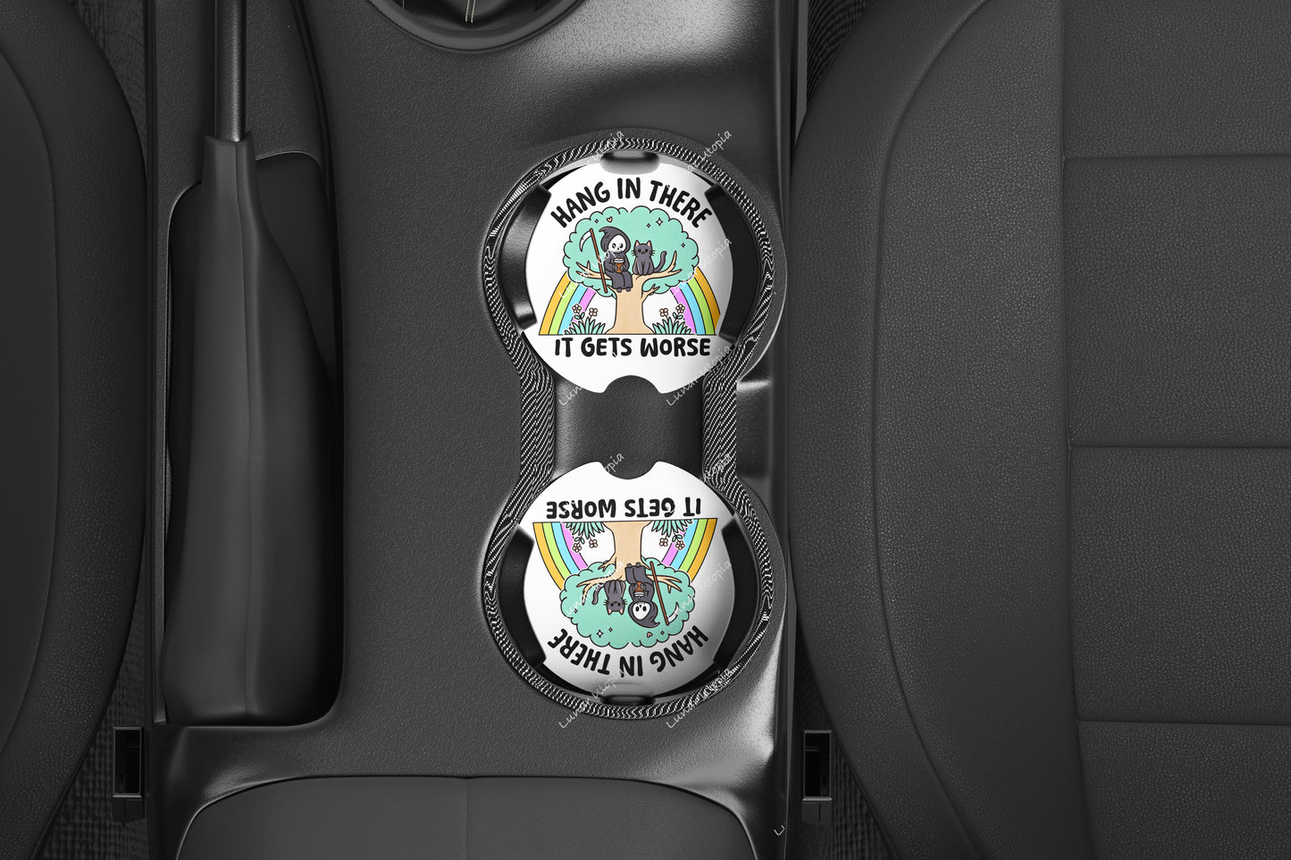 Hang In There, Neoprene Coasters for Car, Truck, or Home