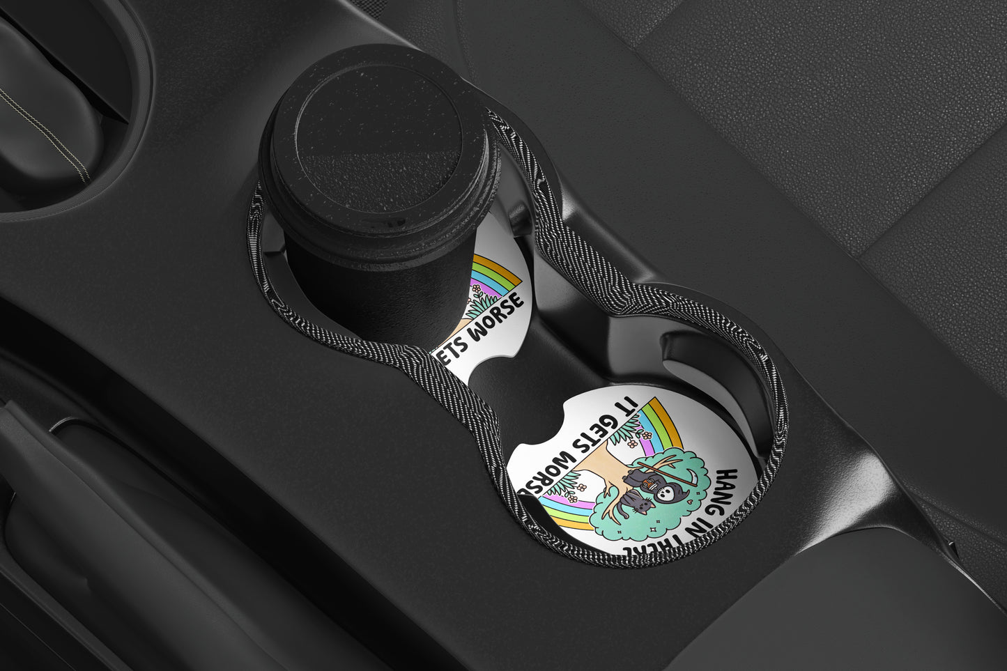 Hang In There, Neoprene Coasters for Car, Truck, or Home