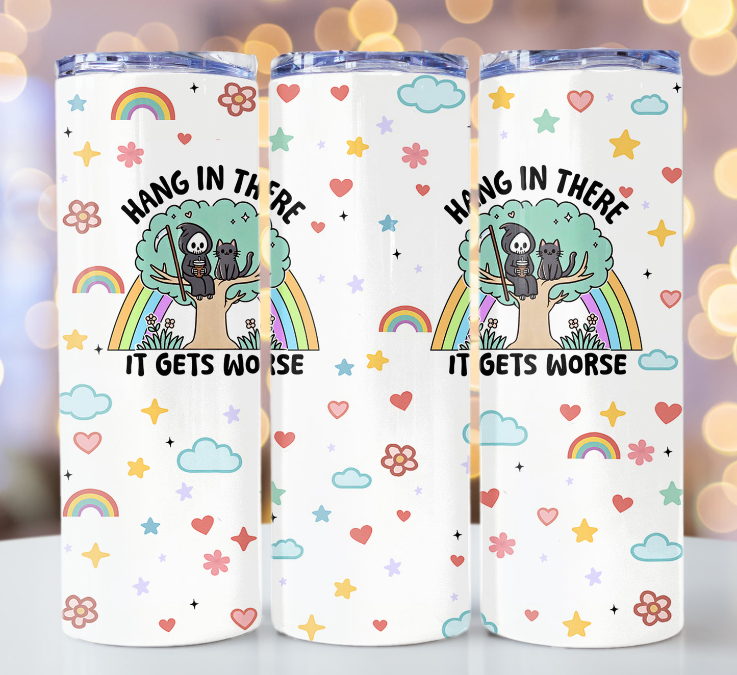 Hang In There 20 oz Stainless Steel Skinny Tumbler