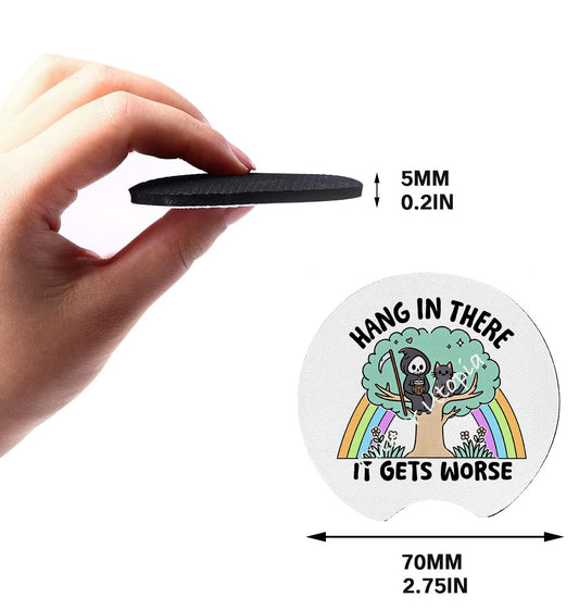 Hang In There, Neoprene Coasters for Car, Truck, or Home
