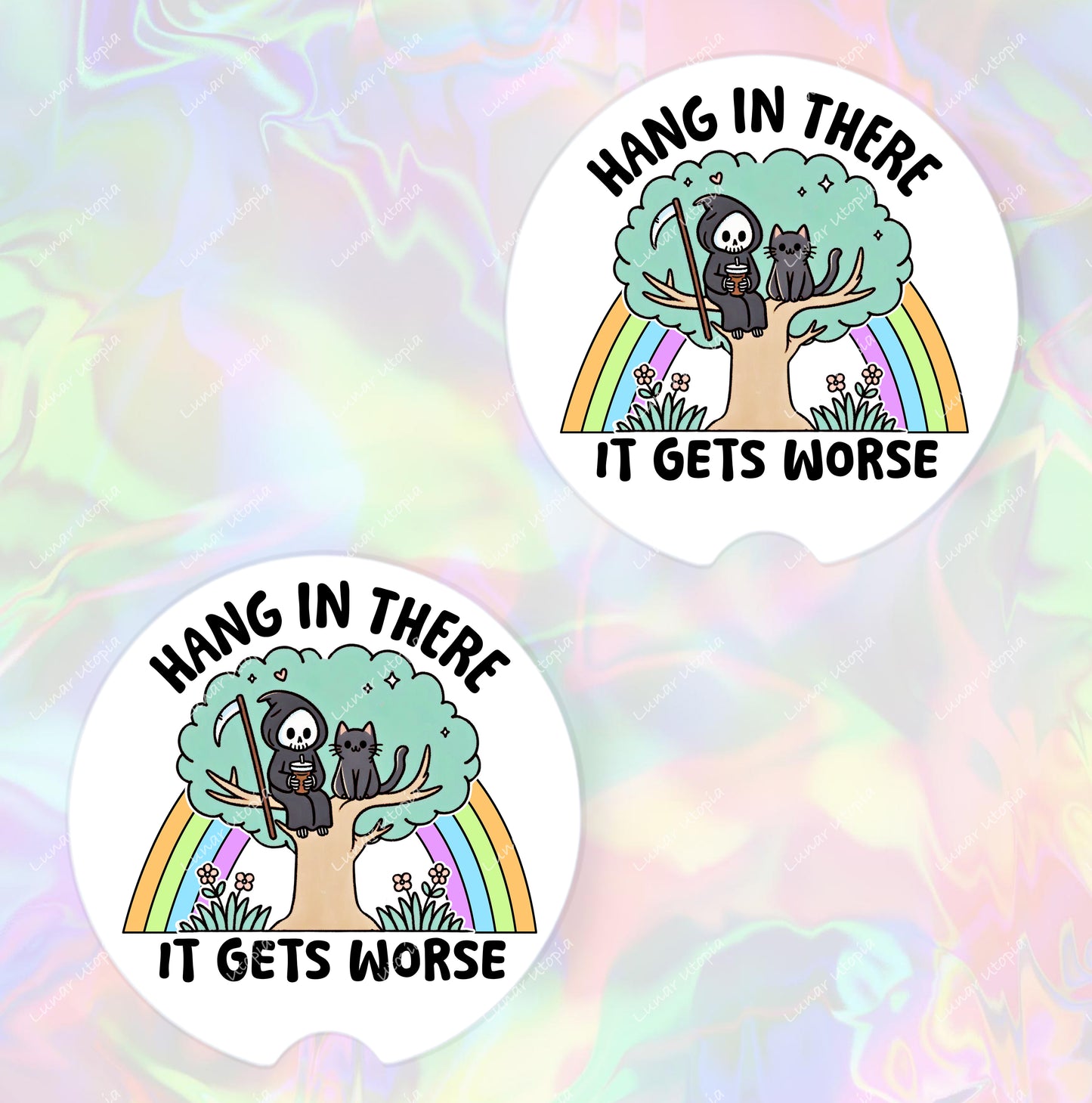 Hang In There, Neoprene Coasters for Car, Truck, or Home