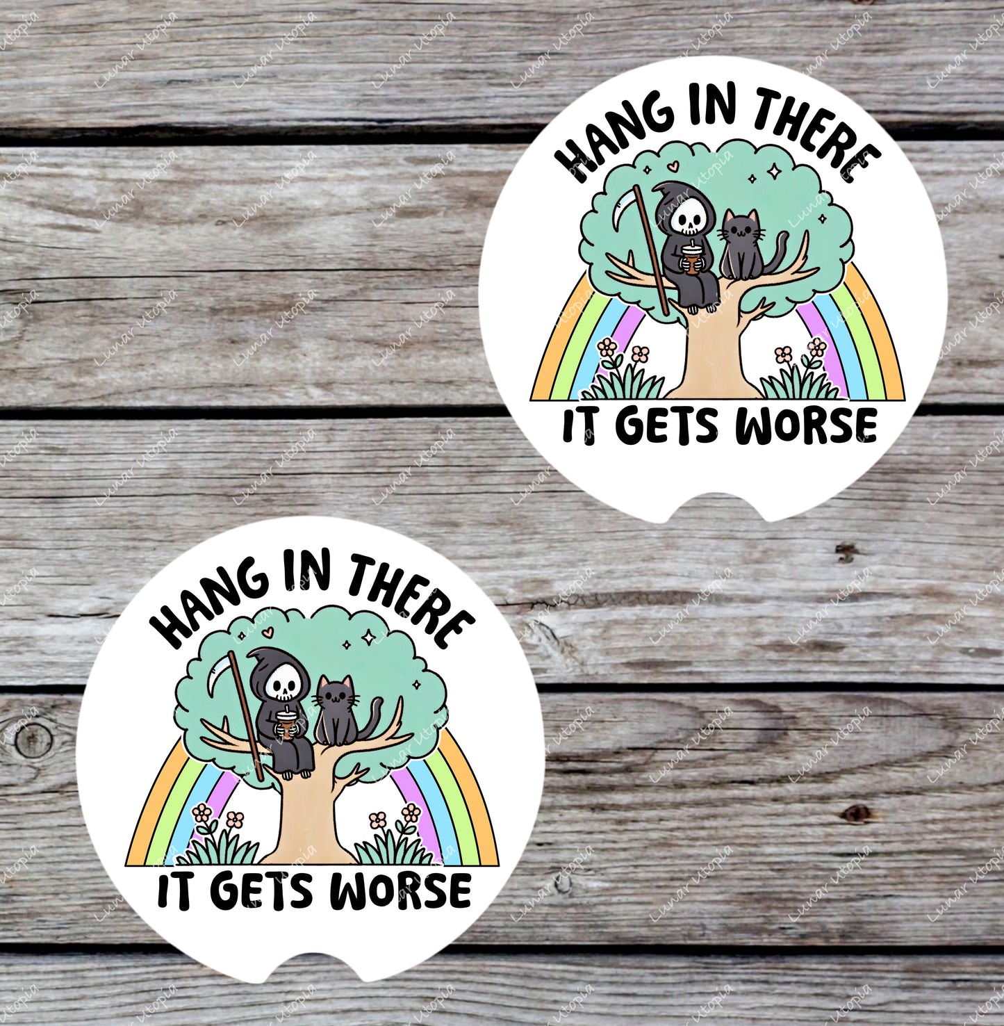 Hang In There, Neoprene Coasters for Car, Truck, or Home