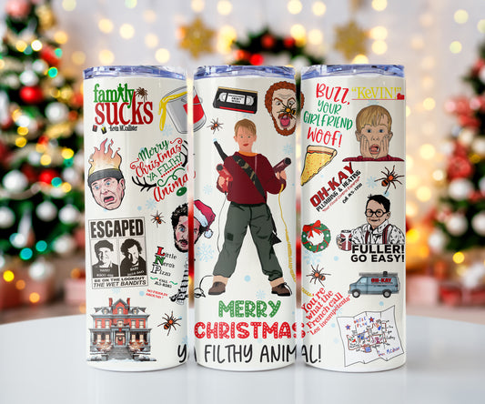 Christmas Home Alone Illustrated 20 oz Stainless Steel Skinny Tumbler