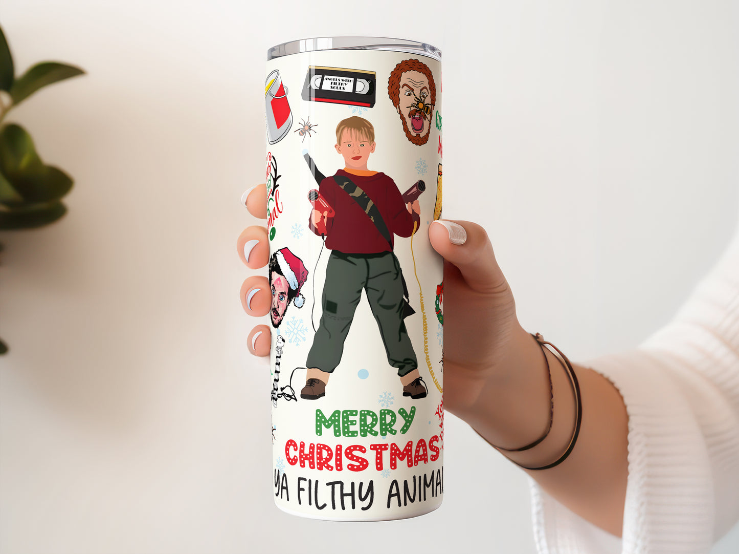 Christmas Home Alone Illustrated 20 oz Stainless Steel Skinny Tumbler