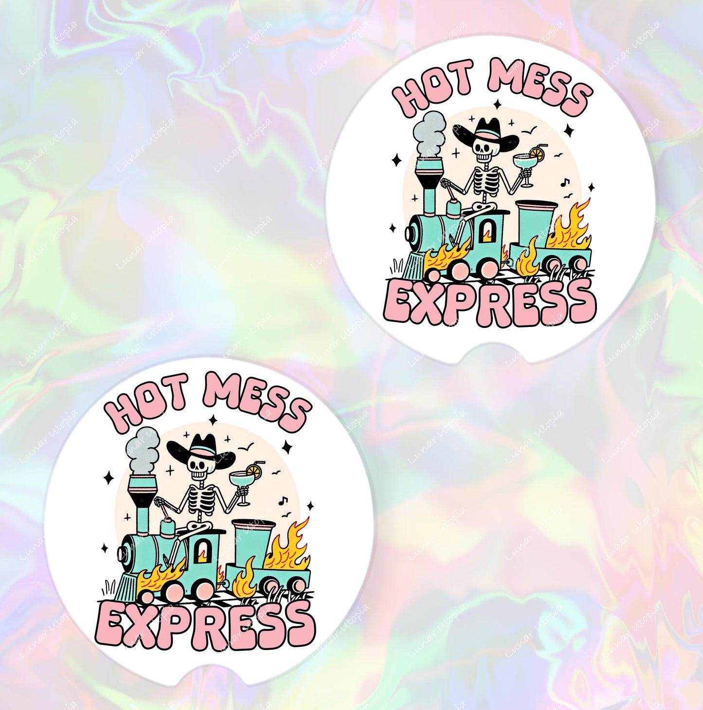 Hot Mess Express, Neoprene Coasters for Car, Truck, or Home