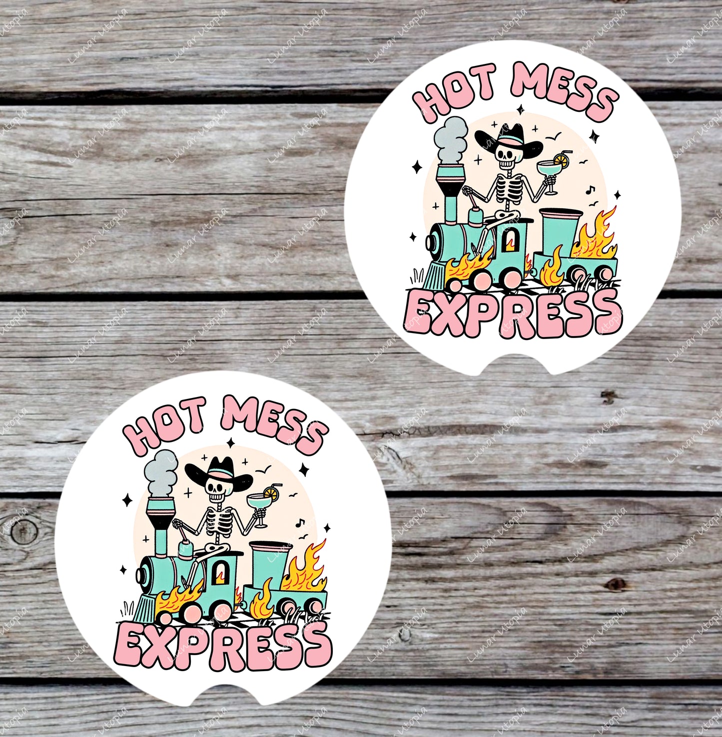 Hot Mess Express, Neoprene Coasters for Car, Truck, or Home