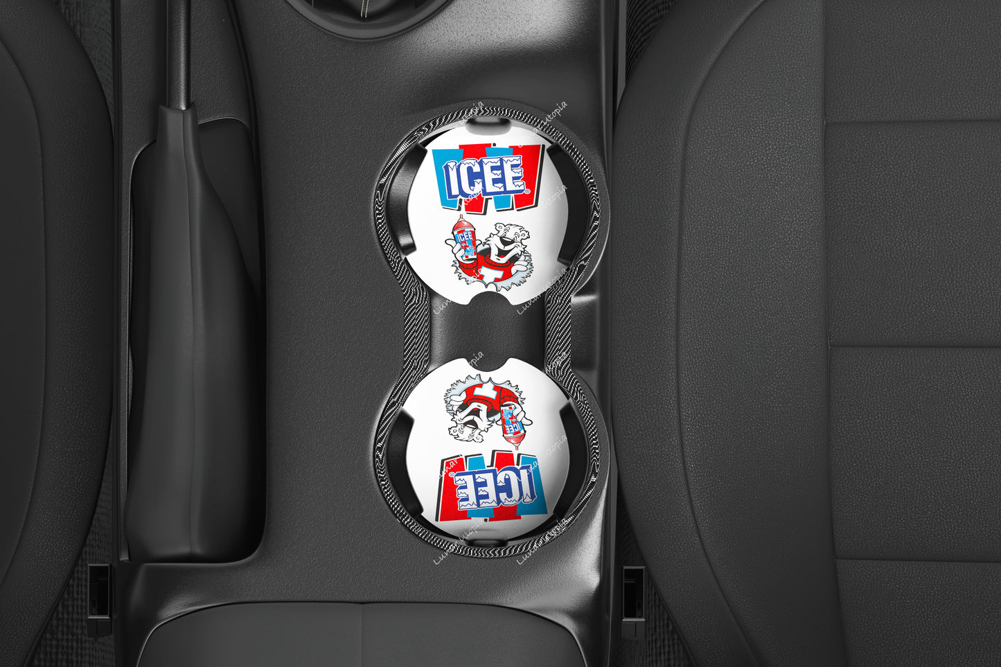 Cute Neoprene Car Coasters, Absorbent Cup Holder Inserts, Fun Auto Accessories (Set of 2) ICEE