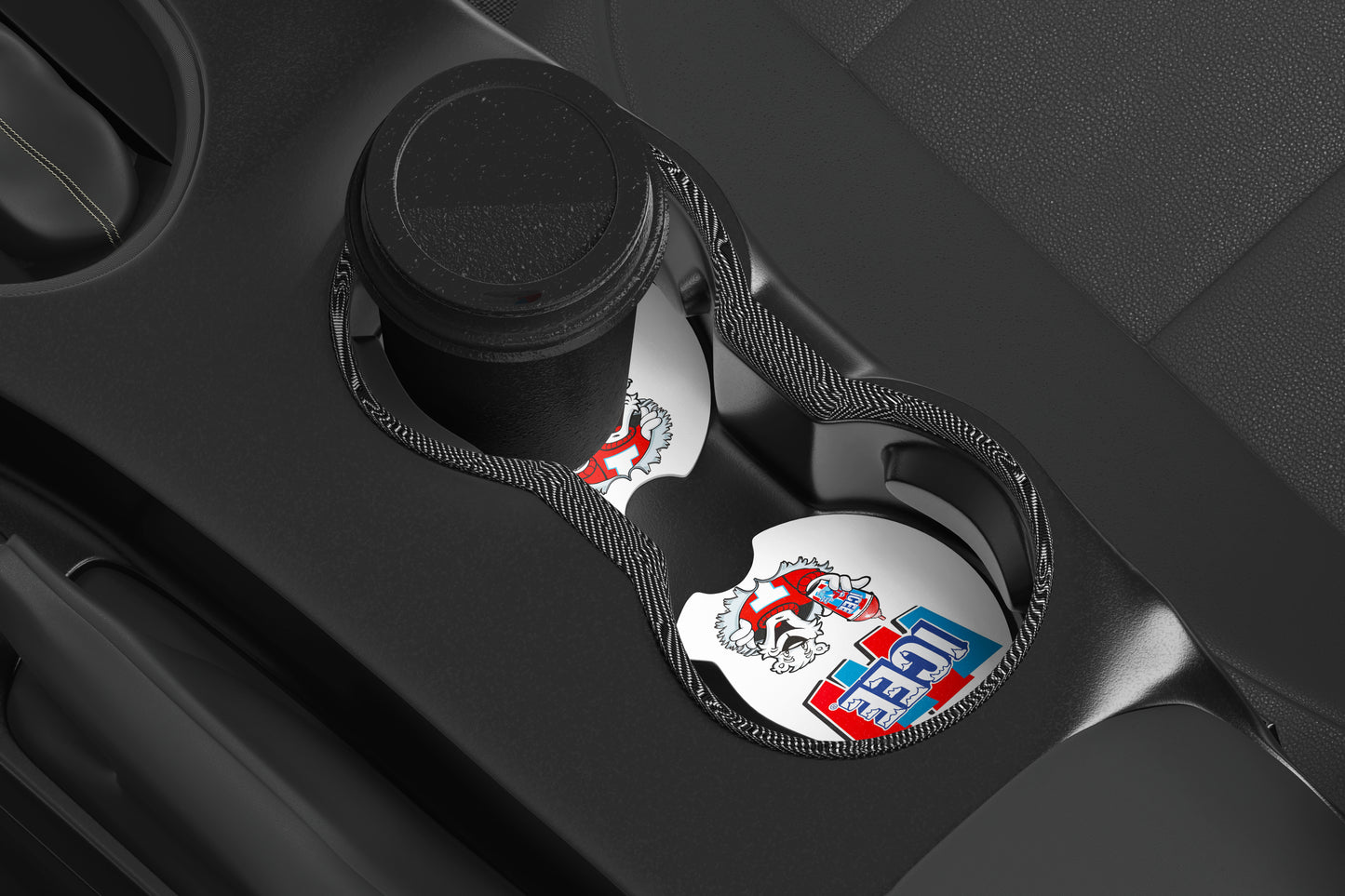 Cute Neoprene Car Coasters, Absorbent Cup Holder Inserts, Fun Auto Accessories (Set of 2) ICEE