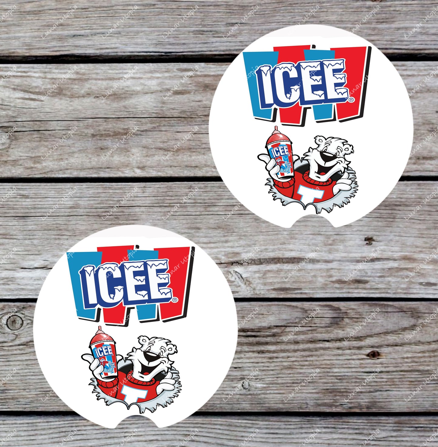 Cute Neoprene Car Coasters, Absorbent Cup Holder Inserts, Fun Auto Accessories (Set of 2) ICEE