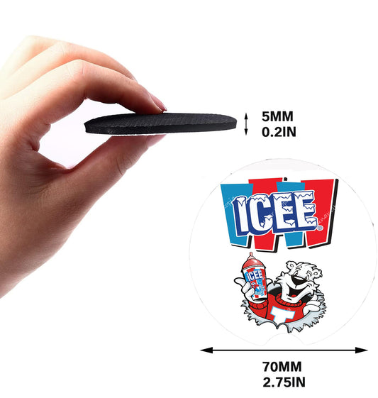 Cute Neoprene Car Coasters, Absorbent Cup Holder Inserts, Fun Auto Accessories (Set of 2) ICEE