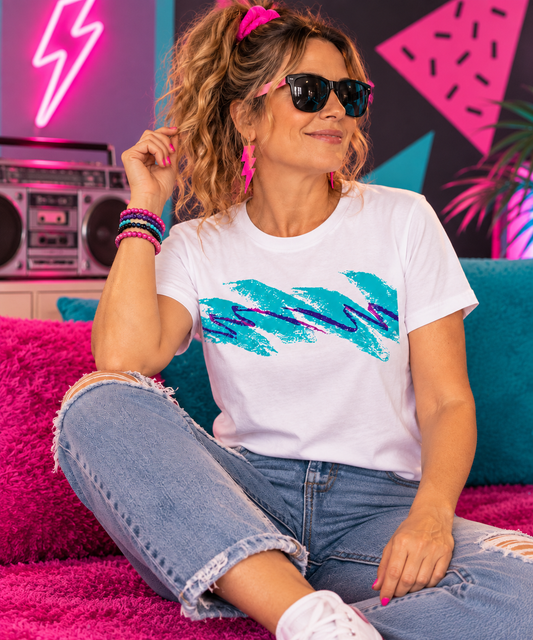 Retro 90s Teal Purple Squiggle Women's T-Shirt, Nostalgia Gift