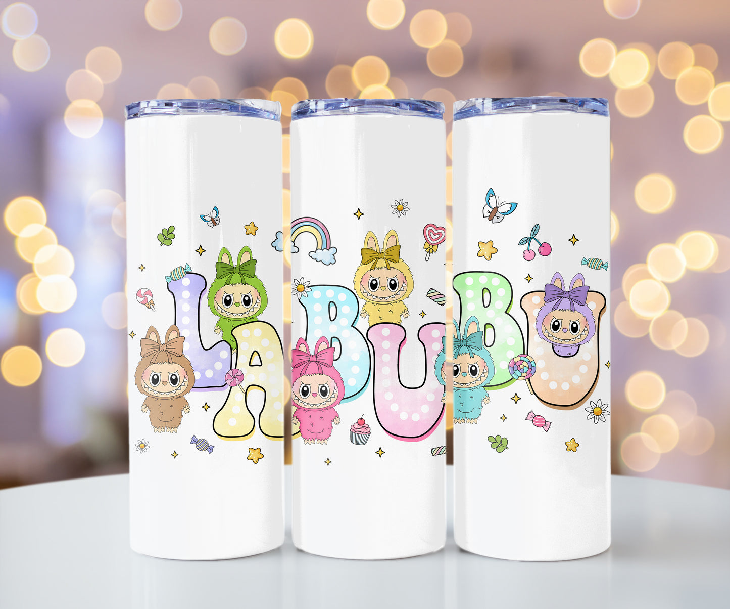 Labubu Monster Elves K-POP Elvish Creature 20 oz Skinny Tumbler Style E