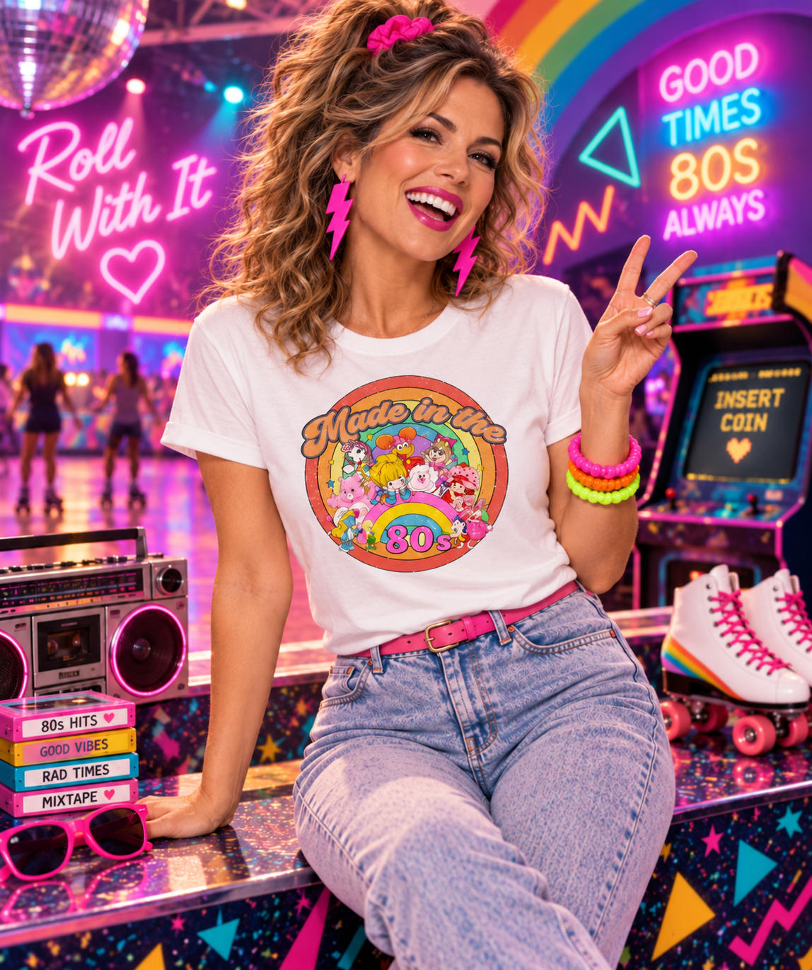 Made in the 80s Women's T-Shirt, Retro Cartoon Nostalgia Graphic Tee, 80s Baby Gift, Cotton Poly Blend S-XL