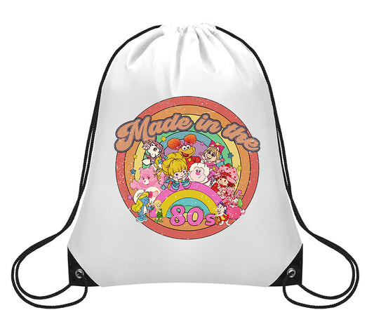 Made In The 80's Retro Cinch Sack, Small Drawstring Backpack, Travel Bag
