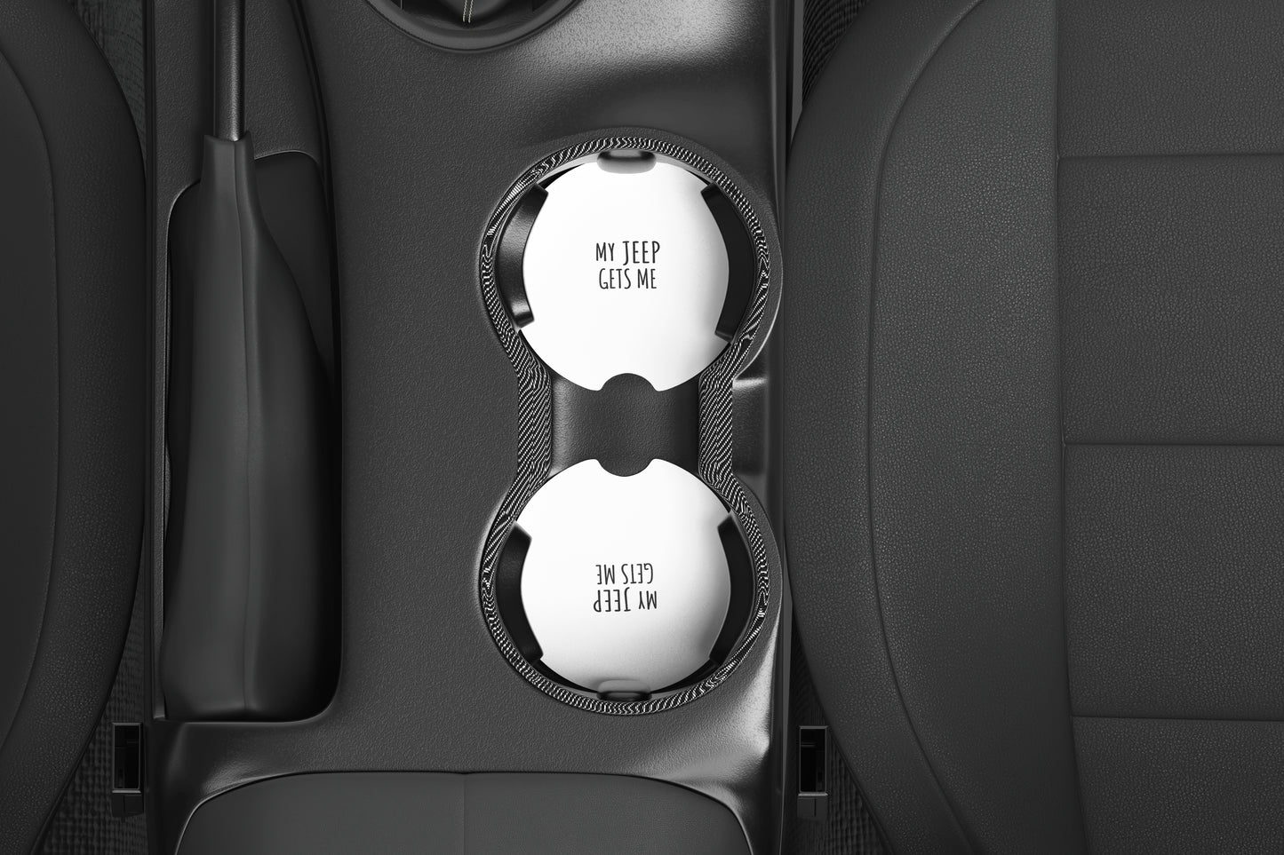 My Jeep Gets Me - Neoprene Coasters for Car, Truck, or Home