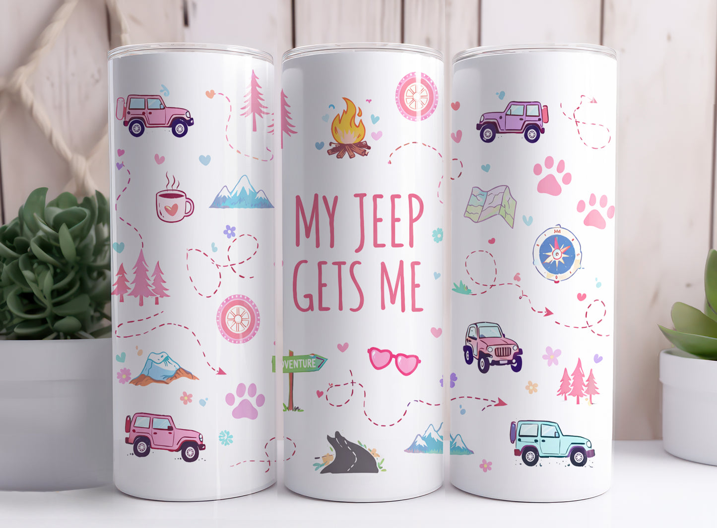 My Jeep Gets Me Cutesy - 20 oz Stainless Steel Skinny Tumbler