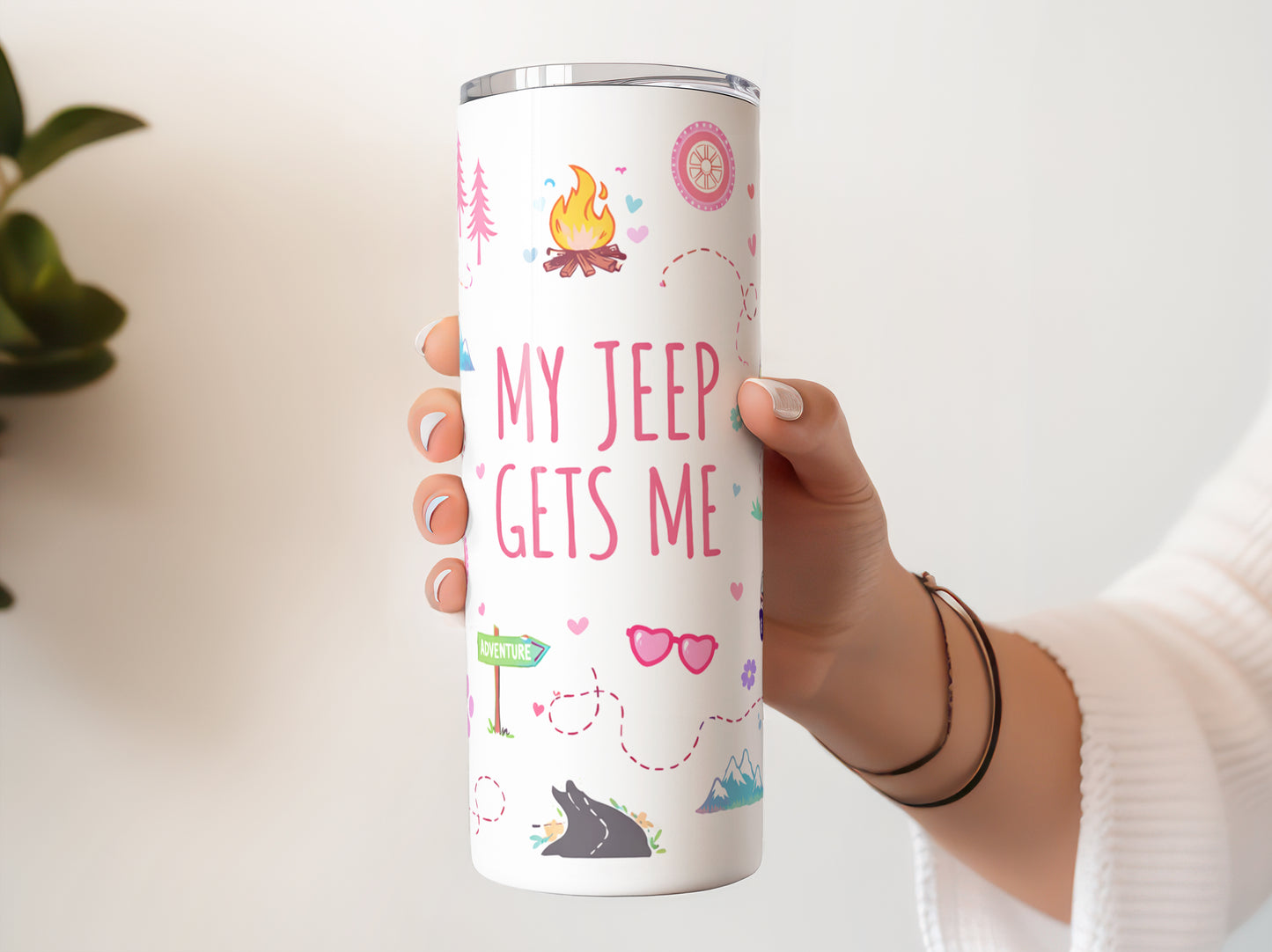 My Jeep Gets Me Cutesy - 20 oz Stainless Steel Skinny Tumbler