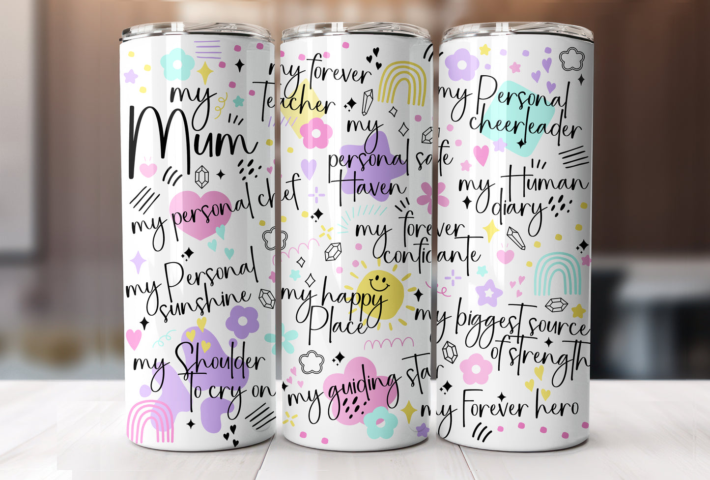 My Mum with Doodles, Gift for Mom, 20 oz Tumbler Mother's Day Gift