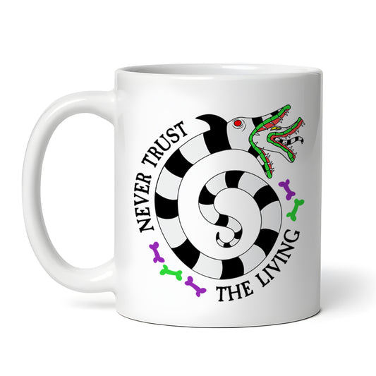 Never Trust The Living Sandworms Halloween, 11 oz Ceramic Coffee Mug, Novelty Tea Cup