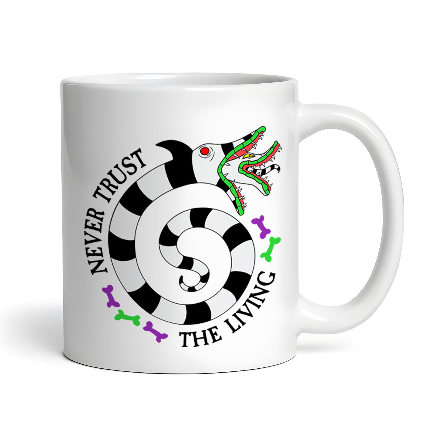 Never Trust The Living Sandworms Halloween, 11 oz Ceramic Coffee Mug, Novelty Tea Cup