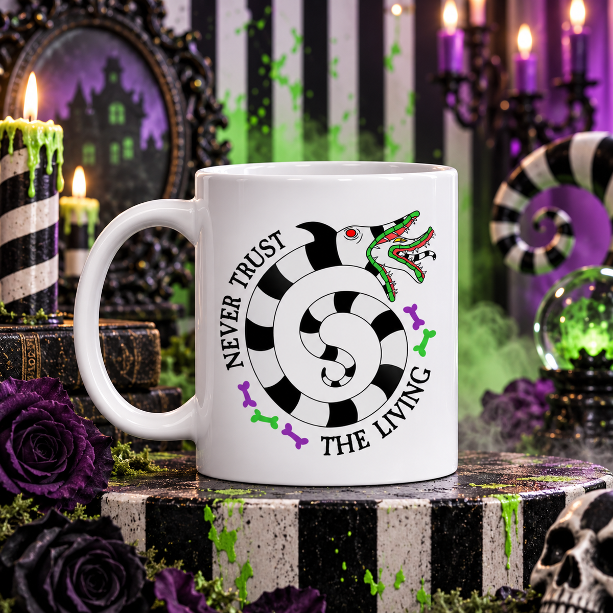 Never Trust The Living Sandworms Halloween 11 oz Coffee Mug