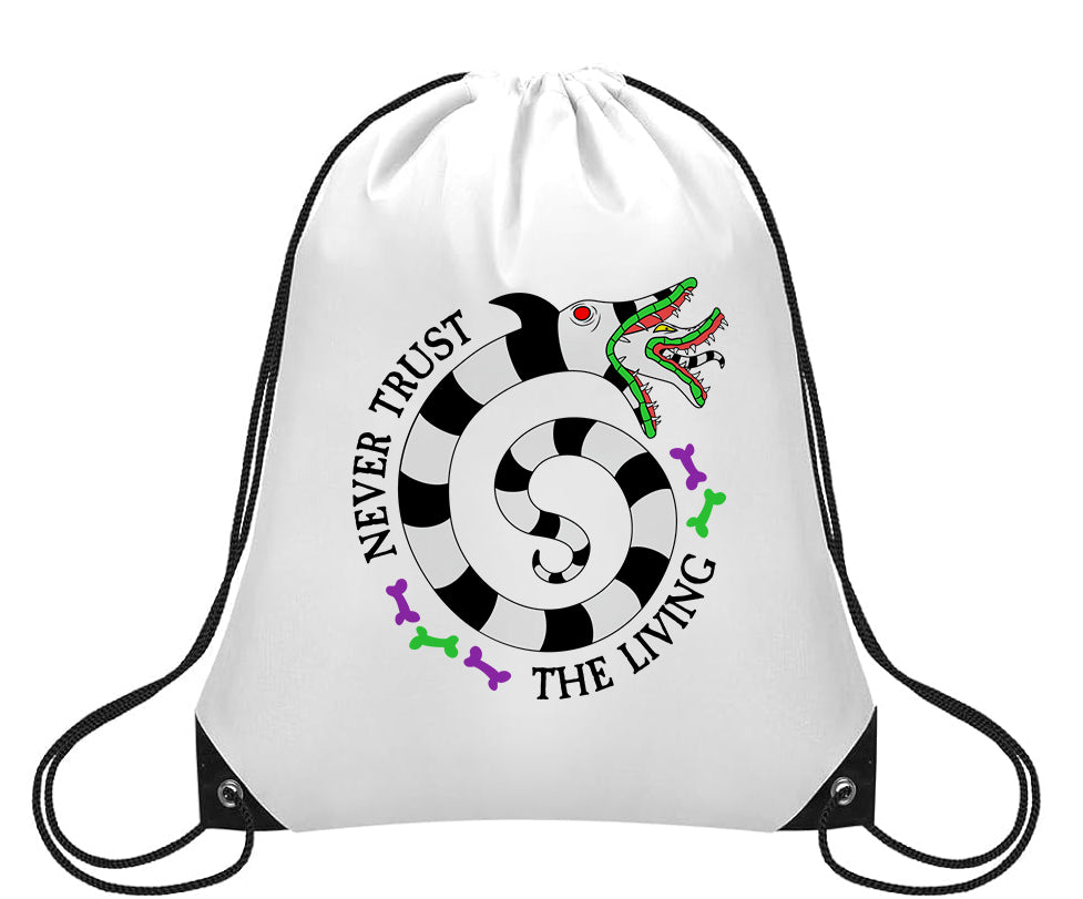 Never Trust The Living Sandworms Halloween Cinch Sack, Small Drawstring Backpack, Travel Bag