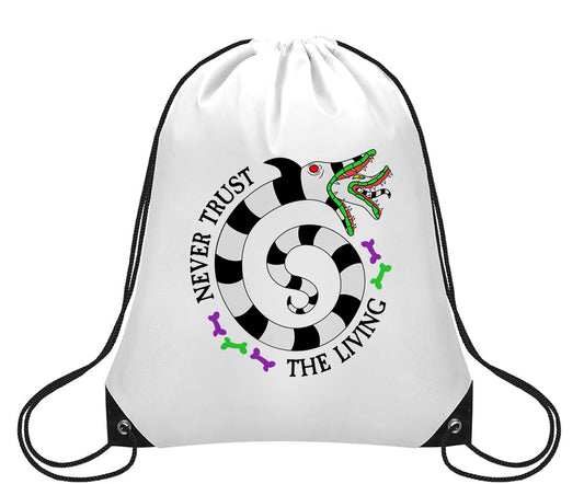 Never Trust The Living Sandworms Halloween Cinch Sack, Small Drawstring Backpack, Travel Bag