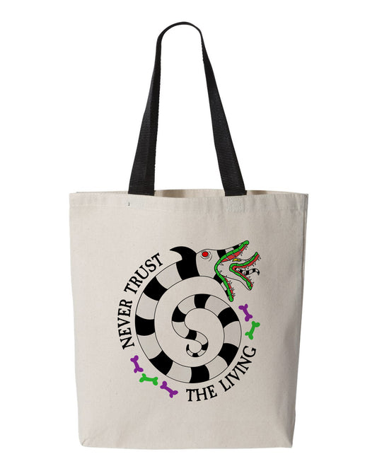 Never Trust The Living Sandworms Halloween Tote Bag, Canvas Bag, Reusable Grocery Bag