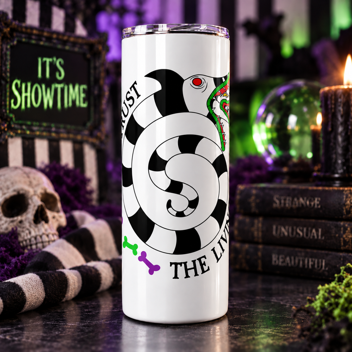 Colorful Spooky Creature 20 oz Tumbler, Gothic Halloween Gift