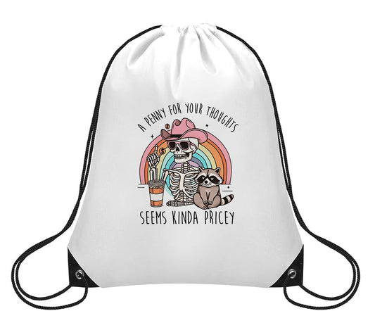 Penny Thoughts, Small Drawstring Backpack