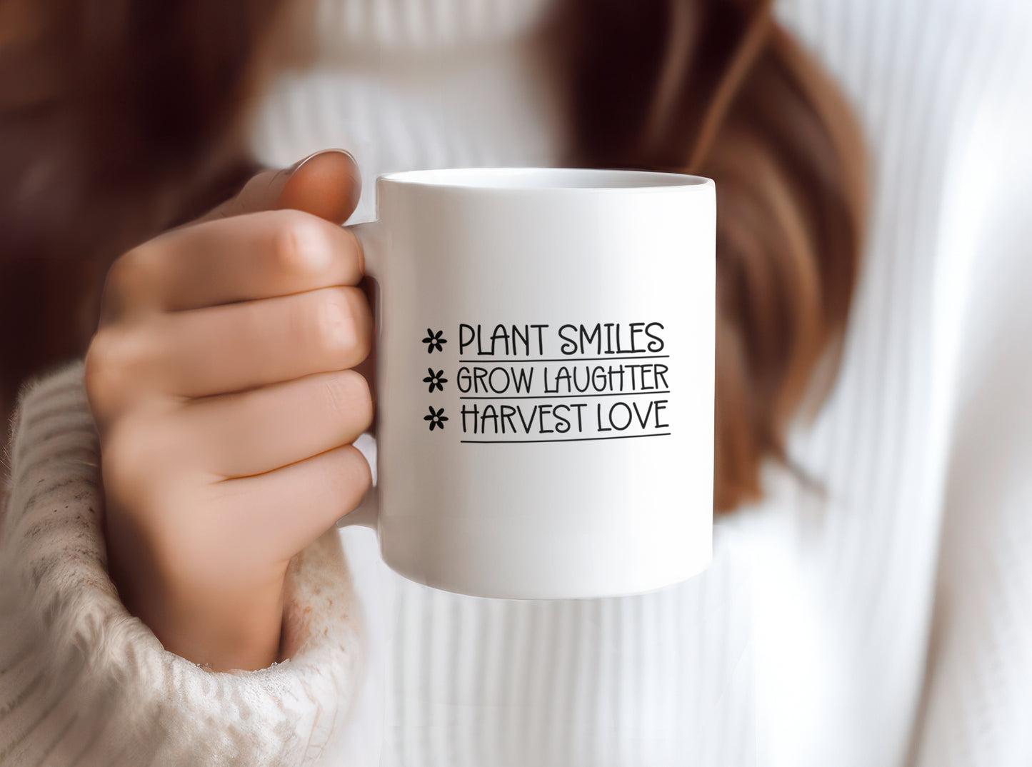 Plant Smiles, Grow Laughter, Harvest Love Plant Lover, Cactus Lover, Succulent Lover, Gardening 11 oz Coffee Mug, Novelty Cup, Ceramic Mug