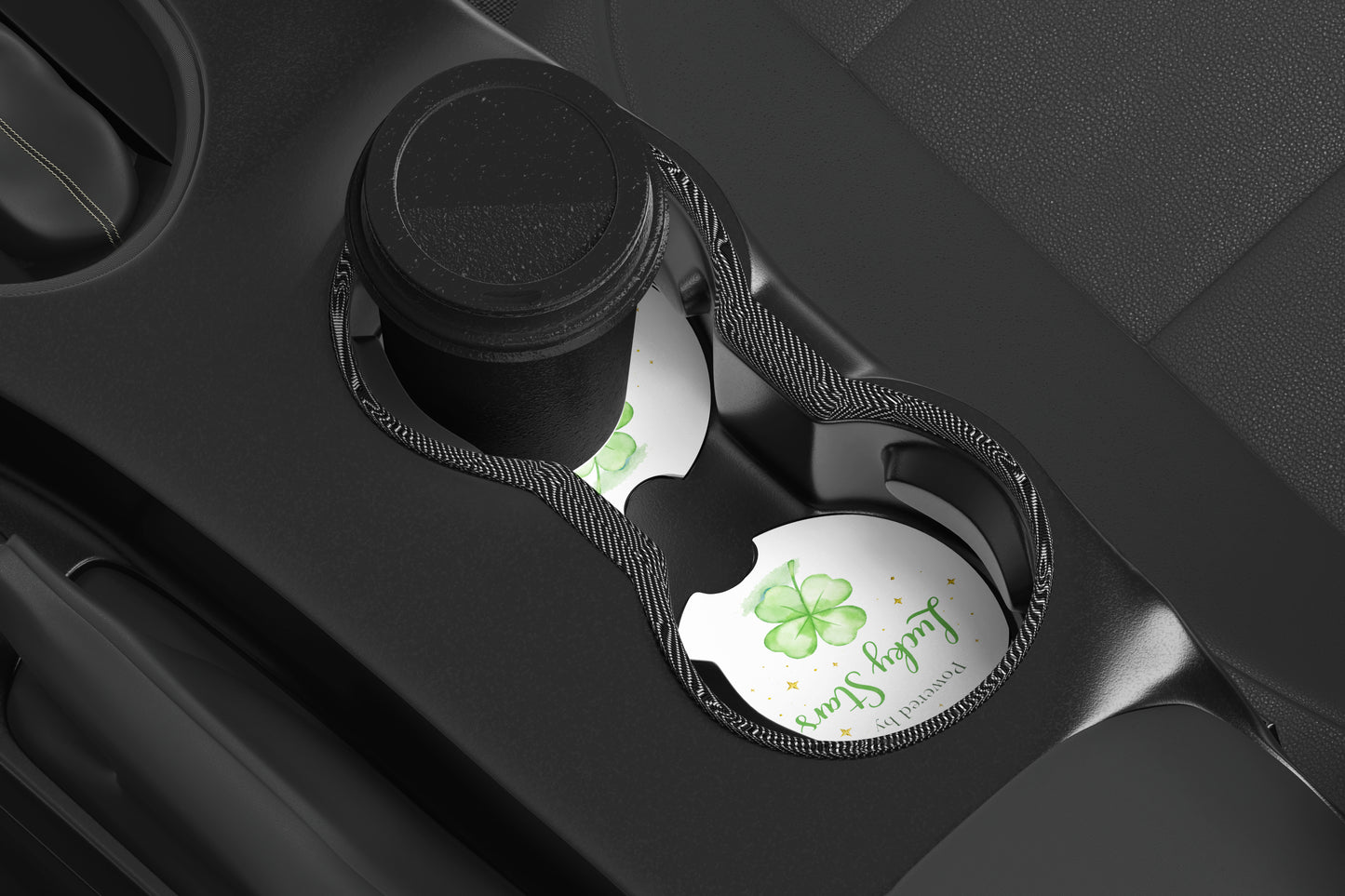 Powered by Lucky Stars Neoprene Coasters for Car, Truck, or Home