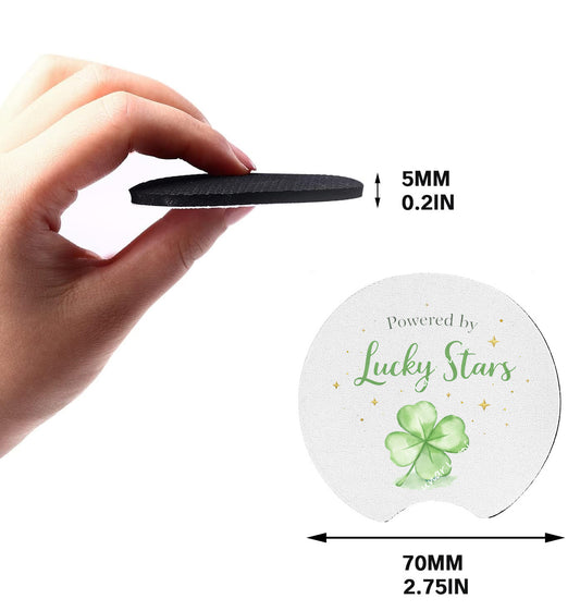 Powered by Lucky Stars Neoprene Coasters for Car, Truck, or Home