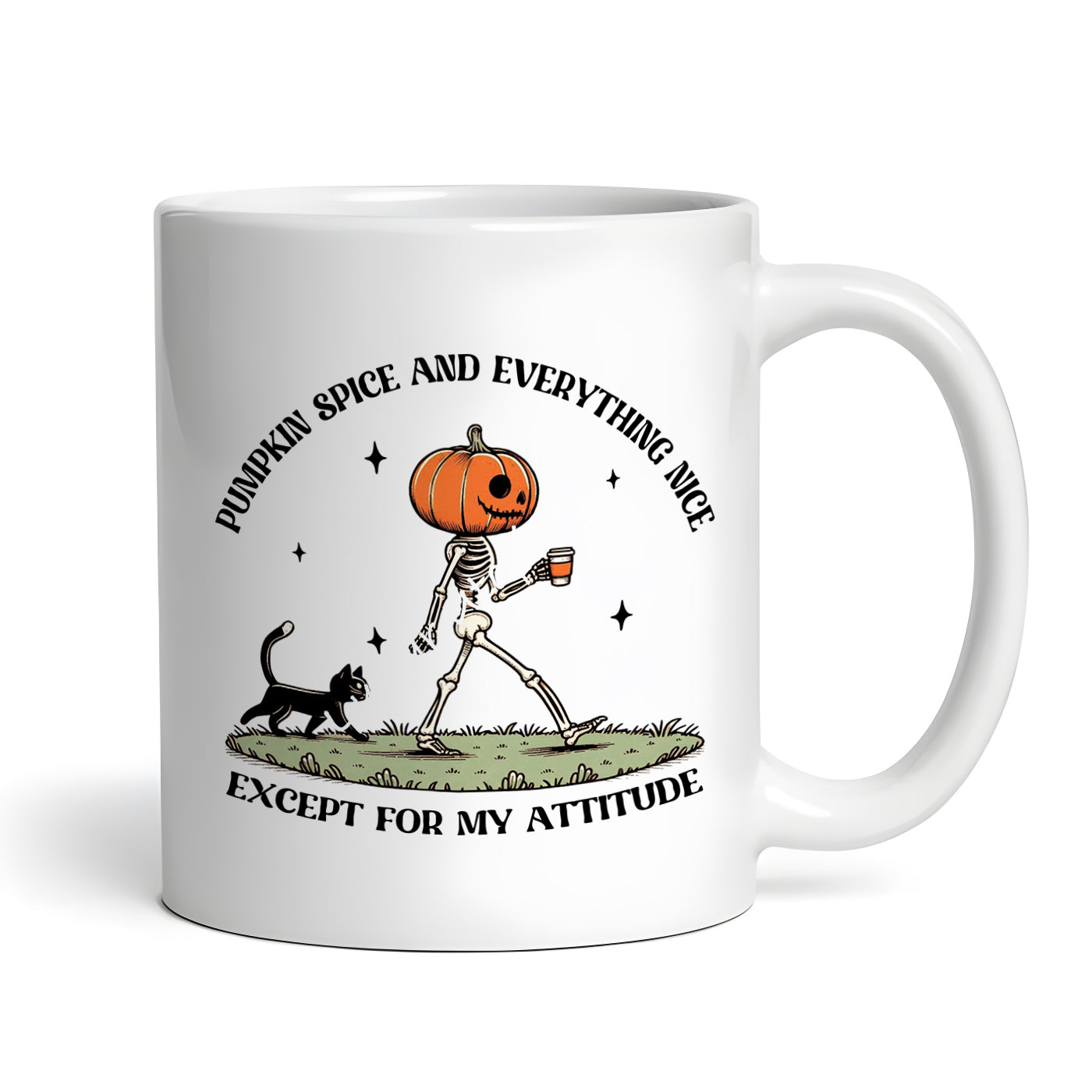 Pumpkin Spice Attitude Halloween 11 oz Ceramic Coffee Mug, Novelty Tea Cup