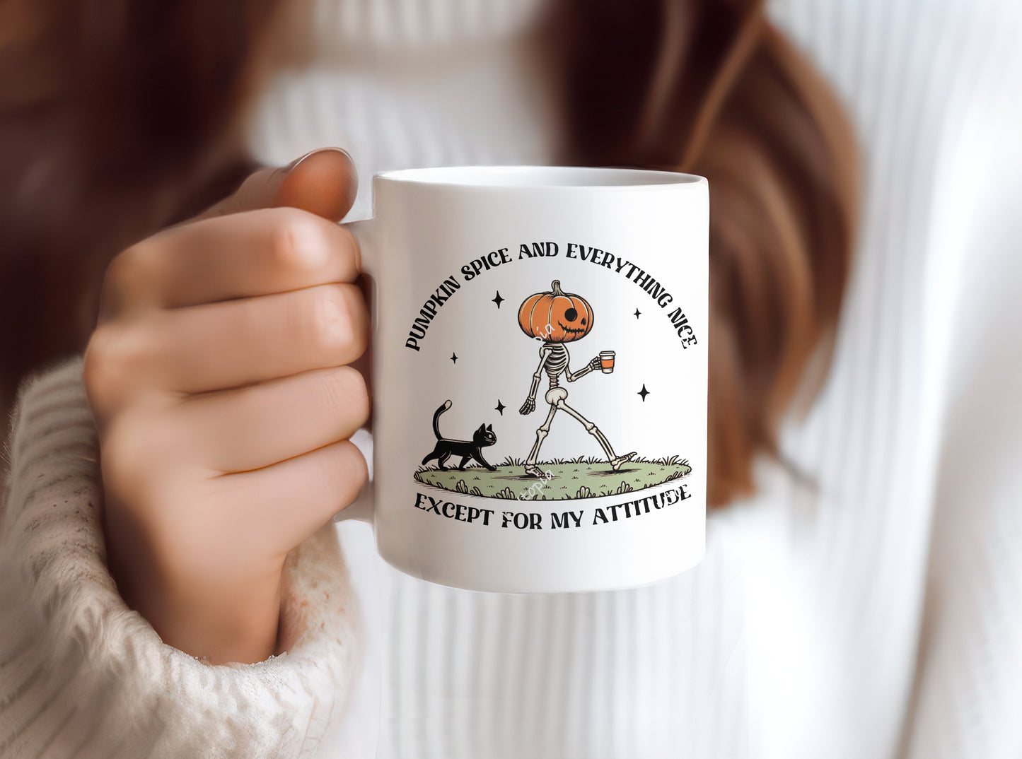 Pumpkin Spice Attitude Halloween 11 oz Ceramic Coffee Mug, Novelty Tea Cup